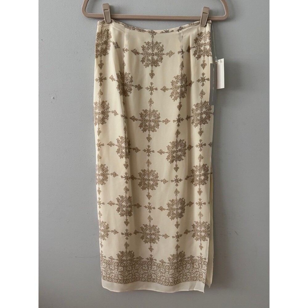 NEW Vintage 90s WORTH 100% Pure Silk Midi Skirt Size 8 Bohemian Peasant